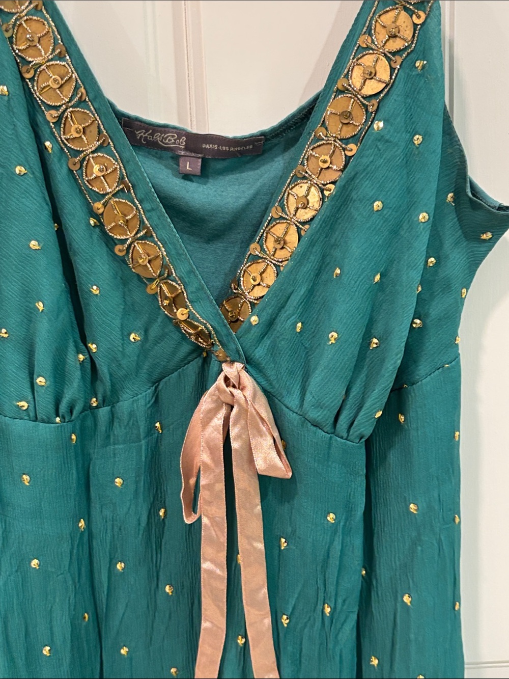 Hale Bob Teal Camisole with Gold Embellishment